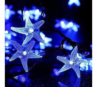 OKQYIMAQQ Stringa di luci solari a stella marina per esterni, 7 m, 50 LED, impermeabile, 8 modalità per giardino e cortile (blu)