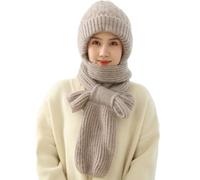 OKSakady 2-in-1 cappello sciarpa integrata di protezione dell'orecchio antivento Cap sciarpa invernale caldo a maglia cappello sciarpa