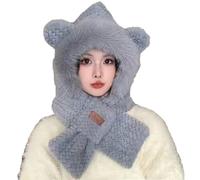 OKSakady 2-in-1 Cappello Sciarpa Integrata Protezione Dell'orecchio Antivento Cappello Sciarpa Inverno Caldo Peluche Cappello Sciarpa