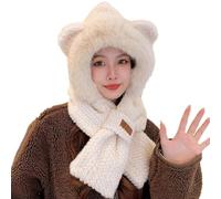 OKSakady 2-in-1 Cappello Sciarpa Integrata Protezione Dell'orecchio Antivento Cappello Sciarpa Inverno Caldo Peluche Cappello Sciarpa