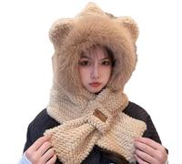 OKSakady 2-in-1 Cappello Sciarpa Integrata Protezione Dell'orecchio Antivento Cappello Sciarpa Inverno Caldo Peluche Cappello Sciarpa