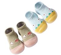 OKSakady 2 Paia Calzini Del Bambino Antiscivolo In Gomma Morbida Suola Infantile Pantofole Prewalker Scarpe Pantofola Maglia di Cotone Traspirante Leggero Calzino Scarpe