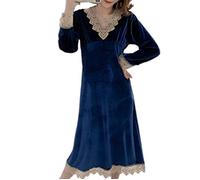 OKSakady Da Donna Midi Lungo Caldo Flanella Camicia da Notte Pizzo Camicia da Notte Loungewear