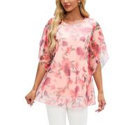 OKSakady Donne Camicetta Estiva Plissettata in Chiffon Sciolto e fluente Modal Foderato Doppio Strato Top Elegante e Casual Camicia con Floreale