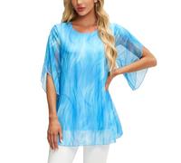 OKSakady Donne Camicetta Estiva Plissettata in Chiffon Sciolto e fluente Modal Foderato Doppio Strato Top Elegante e Casual Camicia con Floreale