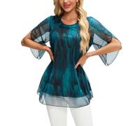 OKSakady Donne Camicetta Estiva Plissettata in Chiffon Sciolto e fluente Modal Foderato Doppio Strato Top Elegante e Casual Camicia con Floreale