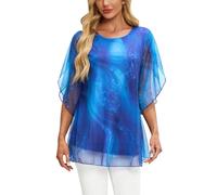 OKSakady Donne Camicetta Estiva Plissettata in Chiffon Sciolto e fluente Modal Foderato Doppio Strato Top Elegante e Casual Camicia con Floreale