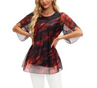 OKSakady Donne Camicetta Estiva Plissettata in Chiffon Sciolto e fluente Modal Foderato Doppio Strato Top Elegante e Casual Camicia con Floreale