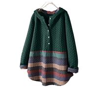 OKSakady Felpe con cappuccio casual button down da donna con stampa etnica Cappotto pullover con cappuccio Top taglie forti