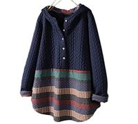 OKSakady Felpe con cappuccio casual button down da donna con stampa etnica Cappotto pullover con cappuccio Top taglie forti