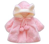 OKSakady Neonato Infantile Bambino Ragazza Pelliccia Ecologica Cappotto Giacca Mantellina Mantello Poncho 0-3 Anni (Rosa Scuro, 90cm)