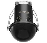 Oktaplex Kim - Sensore di movimento a 360°, IP54, per esterni, con sensore PIR, portata 8 m, sensore da soffitto, interno con sensore di movimento, colore: Nero
