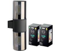 Oktaplex lampada a parete da esterno LED con 2 lampadine E27 da 3,8 W Puno Dos lampada in alluminio 806lm IP44 grigia 230 V per interni ed esterni