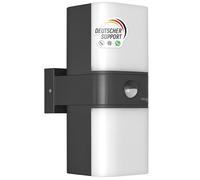 Oktaplex lighting Lampada da esterno con sensore di movimento, 20 W, 1800 lm, 3000 K, luce bianca calda, IP65, girevole, con sensore, colore antracite, lampada da esterno Duas Motion