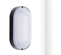 Oktaplex lighting Lampada per cantina, ovale, con cablaggio passante, 9 W, 4000 K, bianco neutro, 800 lm, IP65, per ambienti umidi, ovale, nero