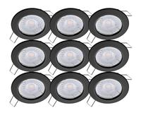 Oktaplex lighting Sedan Set di 9 faretti a incasso a LED - con modulo LED da 4,8 W 4000K 230V 380lm bianca neutra 110° - Spot nero, misura del foro 60-70 mm