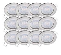 Oktaplex Lighting Set di 12 faretti da incasso a LED, 230 V, dimmerabili, 4,9 W, 4000 K, 370 lm, luce bianca neutra, in acciaio inox spazzolato, dimensione foro 60 mm