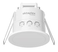 Oktaplex Noa - Rilevatore di presenza a soffitto, a 360 gradi, 24 GHz, IP65, rilevatore di movimento radar, 6 m, rilevatore di presenza, per bagno, da incasso, piatto, bianco, 230 V
