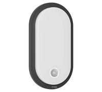 Oktaplex Plato Lampada da esterno con sensore di movimento e interruttore luce fissa, 3000 K, luce bianca calda, 1010 lm, IP65, lampada da parete ovale, antracite, 10,5 W, 230 V