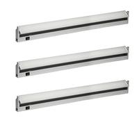 Oktaplex set da 3 Rota barra LED sottopensile orientabile 90 cm | 1200 lm e 15 W, 4000 K bianco neutro su 230 V, corpo orientabile in alluminio argento con interruttore