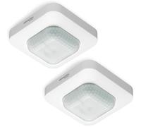 Oktaplex - Set di 2 faretti Leo con sensore di movimento, 360°, 10 m, portata 230 V, sensore di movimento, adatto per interni, LED bianco