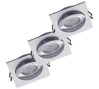 Oktaplex Set di 3 faretti da incasso con modulo LED Lyon orientabile 4,8W 4000K 230V 380lm Bianco caldo Alluminio Spot quadrati da soffitto Diametro incasso 80mm