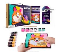 OKTO Dipingi coi numeri per bambini, kit da dipingere con i numeri, con argilla asciutta all'aria, arte da parete 2D unica, arte sensoriale su tela, tema volpe, kit artistico con animali incorniciati,