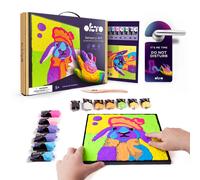 OKTO Dipingi coi numeri per bambini, kit da dipingere con i numeri, con argilla asciutta all'aria, arte da parete 2D unica, arte sensoriale su tela, tema coniglietto, kit artistico con animali