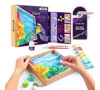 OKTO Ocean Calm - Kit per pittura 3D fai da te, 21 x 21 cm, con argilla secca all'aria, ideale per adulti e bambini, perfetto per progetti artistici creativi e decorazioni per la casa, motivo: oceano
