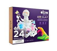 Okto Set di 24 colori bianco e pastello, per progetti artistici e artigianali per bambini, argilla da modellare e asciugare all'aria per bambini, antiaderente, si asciuga in 24 ore, non richiede