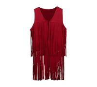 Oktoberfes Bambini Ragazze Ragazzi Abiti Ragazzi Ragazze Cowboy Nappe Gilet Hippie Faux Suede Frange Western Cowgirl Gilet Aperto Frontale Senza Maniche Boho Y2k Gilet in Pelle Bambini Co1play Party