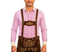 Oktoberfest Camicia Uomo Bavarese Shirt Camicia a Quadri Cotone Manica Lunga Regular Fit Modello Trachten Festa Birra Uomo Stile Rustico Tirolese Traspirante Comfort Festival Outdoor Tradizionale