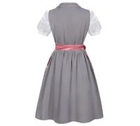 Oktoberfest Costume Bavarese Donna 3 Pezzi con Vestito Tirolese, Dirndl Bluse e Grembiule Abito Cerimonia Elegante Curvy per Oktober Fest Addio Al Celibato Carnevale Festa Birra e Spettacoli,Rosa,XXL