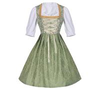 Oktoberfest Costume Bavarese Donna 3 Pezzi con Vestito Tirolese, Dirndl Bluse e Grembiule Abito Cerimonia Elegante Curvy per Oktober Fest Addio Al Celibato Carnevale Festa Birra e Spettacoli,Verde,M