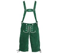 Oktoberfest, Costume da uomo in pelle per Oktoberfest, costume tradizionale da uomo, con camicia scozzese tradizionale essenziale, con bretelle ricamate, A2-verde., XXL