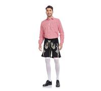 Oktoberfest, costume tradizionale tedesco Oktoberfest, da uomo, camicia a quadri con bretelle, costume casual in pelle per feste di birra, abbigliamento quotidiano Eri Cosplay, Colore: rosso, XL