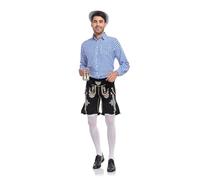 Oktoberfest, costume tradizionale tedesco Oktoberfest, da uomo, camicia a quadri con bretelle, costume casual in pelle per feste di birra, abbigliamento quotidiano Eri Cosplay, Blu, XXL