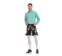 Oktoberfest, costume tradizionale tedesco Oktoberfest, da uomo, camicia a quadri con bretelle, costume casual in pelle per feste di birra, abbigliamento quotidiano Eri Cosplay, verde, L