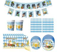 Oktoberfest Decoration Set, Oktoberfest Tableware, Blue and White Tablecloth, 12.6x9.84x2.76 Inches, Vibrant Color Theme, Party Supplies, Ideal for Lawn, Tent, Beach, Backyard