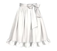 Oktoberfest Gonna-Grembiule Per Bambini Costume Tradizionale Bavarese, | Gonna Mezza-Lunghezza Tinta Unita Con Fiocco Regolabile Alla Vita E Volant Arricciati Sull’Orlo, Indumento Festivo