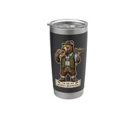 Oktoberfest I'm On My Wurst Behavior Bear Divertente gioco di parole Bicchiere termico in acciaio inox doppia parete