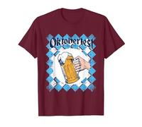 Oktoberfest - Lederhosen, Dirndl e Bier! Maglietta, Uomo, Bordeaux, L