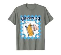 Oktoberfest - Lederhosen, Dirndl e Bier! Maglietta, Uomo, Verde Militare mélange, S