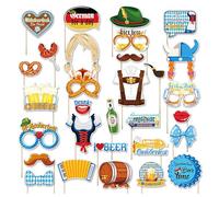 Oktoberfest Photo Props, German Party Props, Selfie Booth Kit, Reusable Paper Cutouts, Festive Holiday Decor, Ideal for Oktoberfest Halloween Club, Multicolor, 30 Pieces