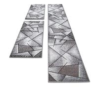 oKu-Tex 30161grau067620 - Tappeto per camera da letto, motivo geometrico, Öko-Tex 100, 2 x 67 x 140 cm, 1 x 67 x 340 cm, colore: grigio