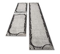 oKu-Tex 30171creme067620 - Set di 3 tappeti per camera da letto, motivo geometrico Öko-Tex 100, 2 x 67 x 140 cm, 1 x 67 x 340 cm, colore: crema