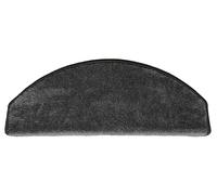 oKu-Tex Tappetini per gradini interni, a pelo alto, grigio, set di 15 pezzi Merano, semicircolari, 65 x 24 cm, con guida angolare, autoadesiva