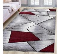 oKu-Tex Tappeto per soggiorno, corridoio, camera da letto, rosso, design geometrico Öko-Tex 100, dimensioni 200 x 290 cm, 30161rot200290