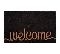oKu-Tex Zerbino, Tappeto Ingresso casa, Welcome, Interno e Fuori, Antiscivolo, Fibra Die Cocco, Welome Nero, 45 x 75 cm