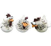 OKUGAIYA Decorazione da giardino a forma di gallina, per giardino, giardino, giardino, cortile, prato, pollo, gallina, uccelli, sedile laterale per interni (3 pezzi)